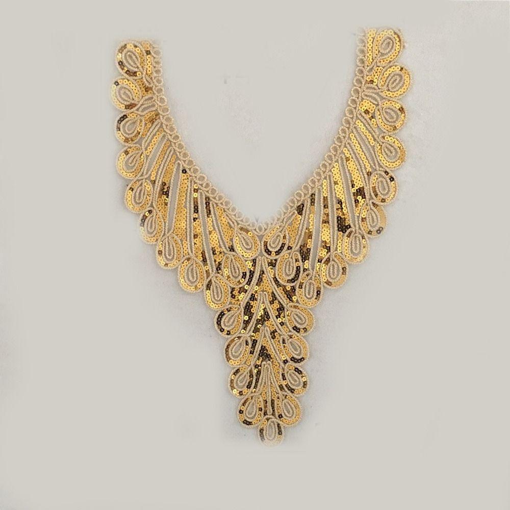 2pcs Fashion Sewing Accessories Embroidered Sequin Fabric DIY Applique Trim Lace Collar