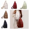 PU Leather Crossbody Backpack Solid Color Women's Handbag Unisex Bohemian Chest Bag Hiking