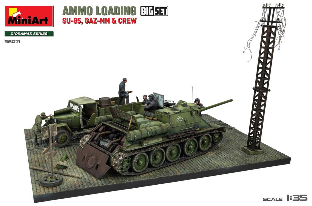 MiniArt Soviet Ammunition Loading Big Set Medium 6 Crew Plastic Model MA36071 1/35 SU-85 Self-propelled Gun, GAZ-MM Truck,