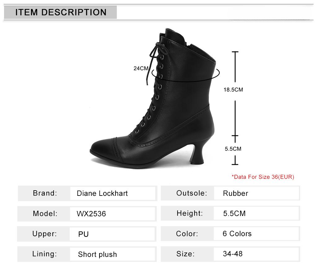 2025 New Lace Up Ladies High Heel Shoes Strange Steampunk Boot Victorian Ankle Boots Women Pointed Toe Thick Soled Short Boots