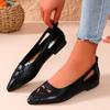 Women's Shoes 2024 Fashionable Pointed Toe Shallow Mouth Solid Color Low Heel Hollow Breathable Slip-on Women's Flat Shoes