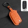 Suede Car Flip Key Case Cover for VW Volkswagen Golf 7 MK7 Tiguan MK2 T-roc T-cross Skoda Octavia Kodiaq Karoq Seat Ateca Leon