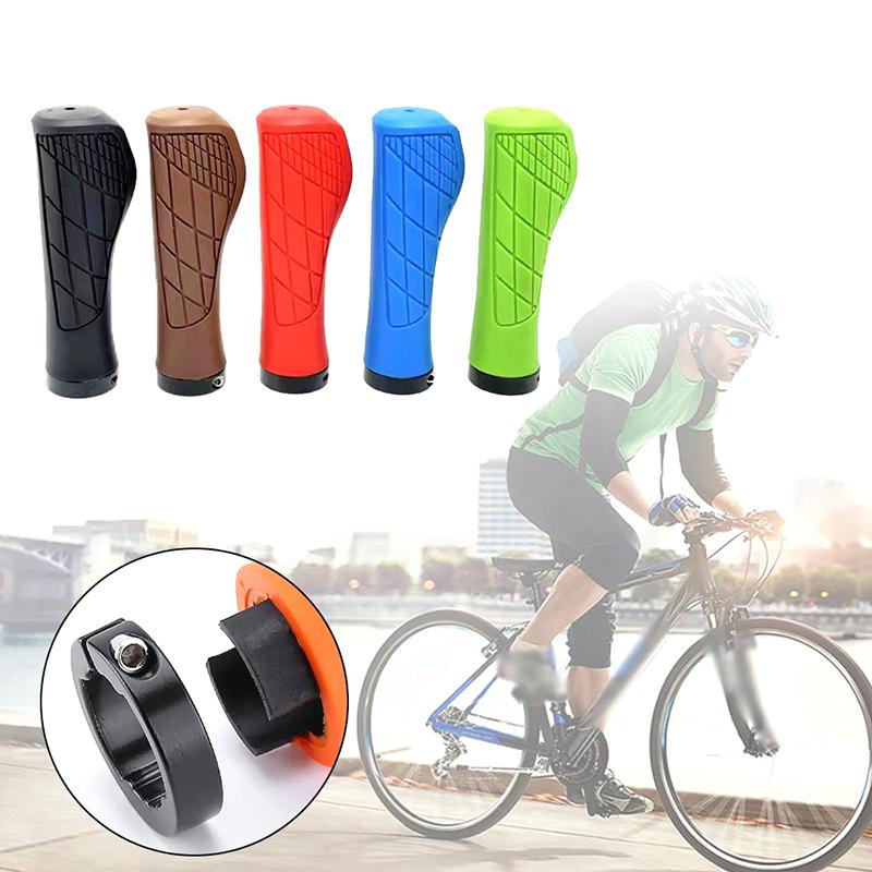 1Pair Bicycle Grips Shockproof Bike Handlebar Cover Anti-Slip Lockable Grips Ergonomic Cycling Rubber Handle Grips