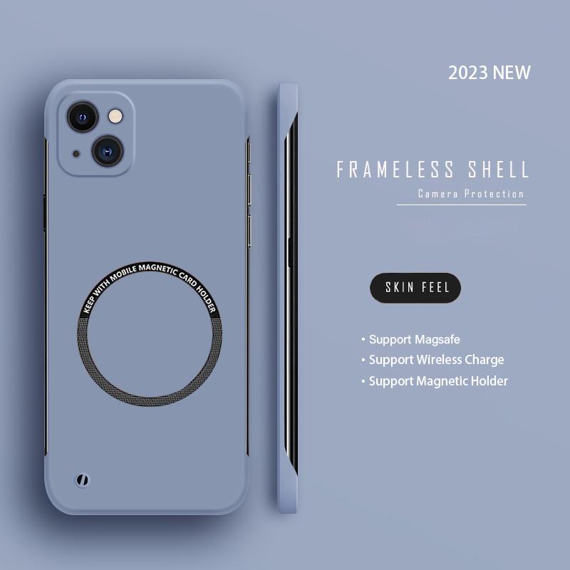 Ultra Thin Hard PC For Magsafe Frameless Magnetic Phone Case For iPhone 14 11 12 13 Pro Mini XR XS Max X 7 8 14 Plus SE Wireless Charging Cover