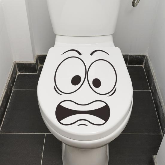 Scared Expression Toilet Sticker Waterproof Removable Self-adhesive PVC Living Room Bathroom Wall