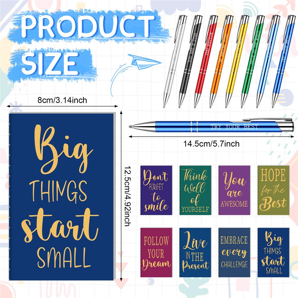 32 Pcs Employee Appreciation Gifts Inspirational Quote Pens Notepads Motivational Ballpoint Pens Small Pocket Notebook Funny Mot