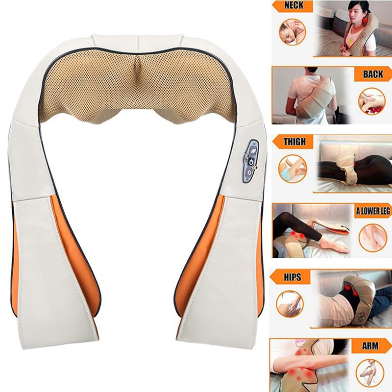U Shape Kneading Shiatsu Infrared Heated Kneading Car/Home Massagem Cervical Back Neck Massager Shawl Device Shoulder Massager