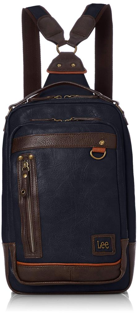 Lee Backpack with Antique Leather Faux Leather Navy 3-Way Handles, (Tablet Storage),