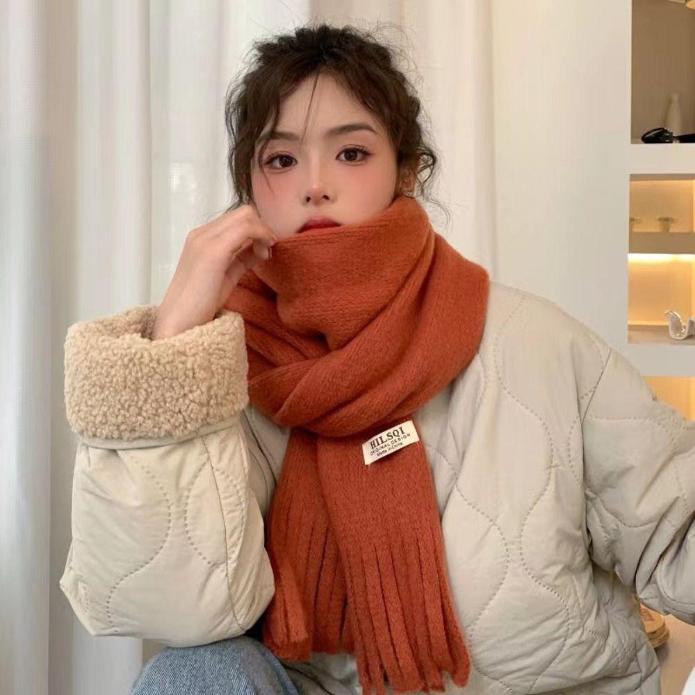 Warm Winter Cashmere Scarf Solid Color Shawl Wrap Fashion Long Tassel Scarves Women