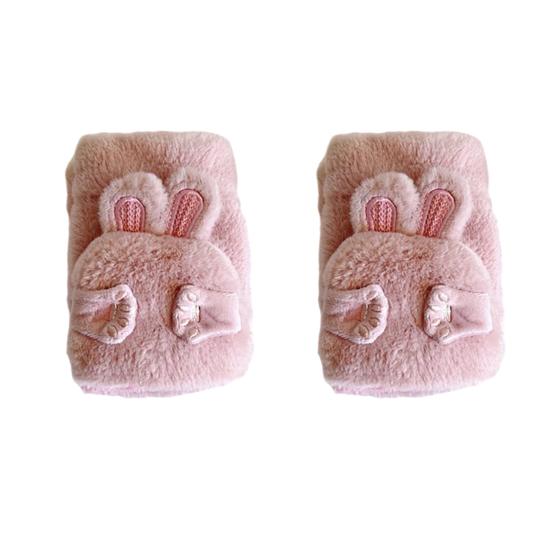 Women Winter Plush Gloves Thickened Warm Fuzzy Rabbit Mittens Girls Convertible Winter Fingerless Mittens for Cycling Outdoor Exercise