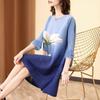 Loose Printed Pleated Dress 2022 Autumn New Fashion Western Style