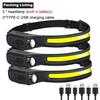 KDULIT Induction LED Headlamp COB Wide Beam Wave Sensor Head Lamp Built In Battery USB Rechargeable Fishing Headlight Lantern
