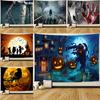 Home Decor Halloween Jack-O-Lantern Wall Hanging Boho Wicked Magic Castle Spooky Scary Devil Print Pattern Tapestry