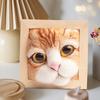 Photo Frame Ornaments with Shaping Base Wool Felt Interactive Lovely Cat Head Doll Knitting Kit Household Supplies