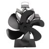 6 Blade Stove Eco Fan Black High Temperature Resistant Self Starting Energy Saving Heat Powered Fan