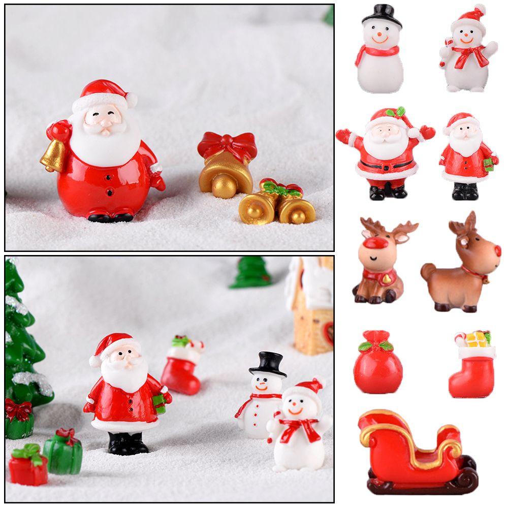 Toys Bonsai Decor Fairy Garden Deer Santa Claus Miniature Snowman Christmas Figurines Xmas Tree