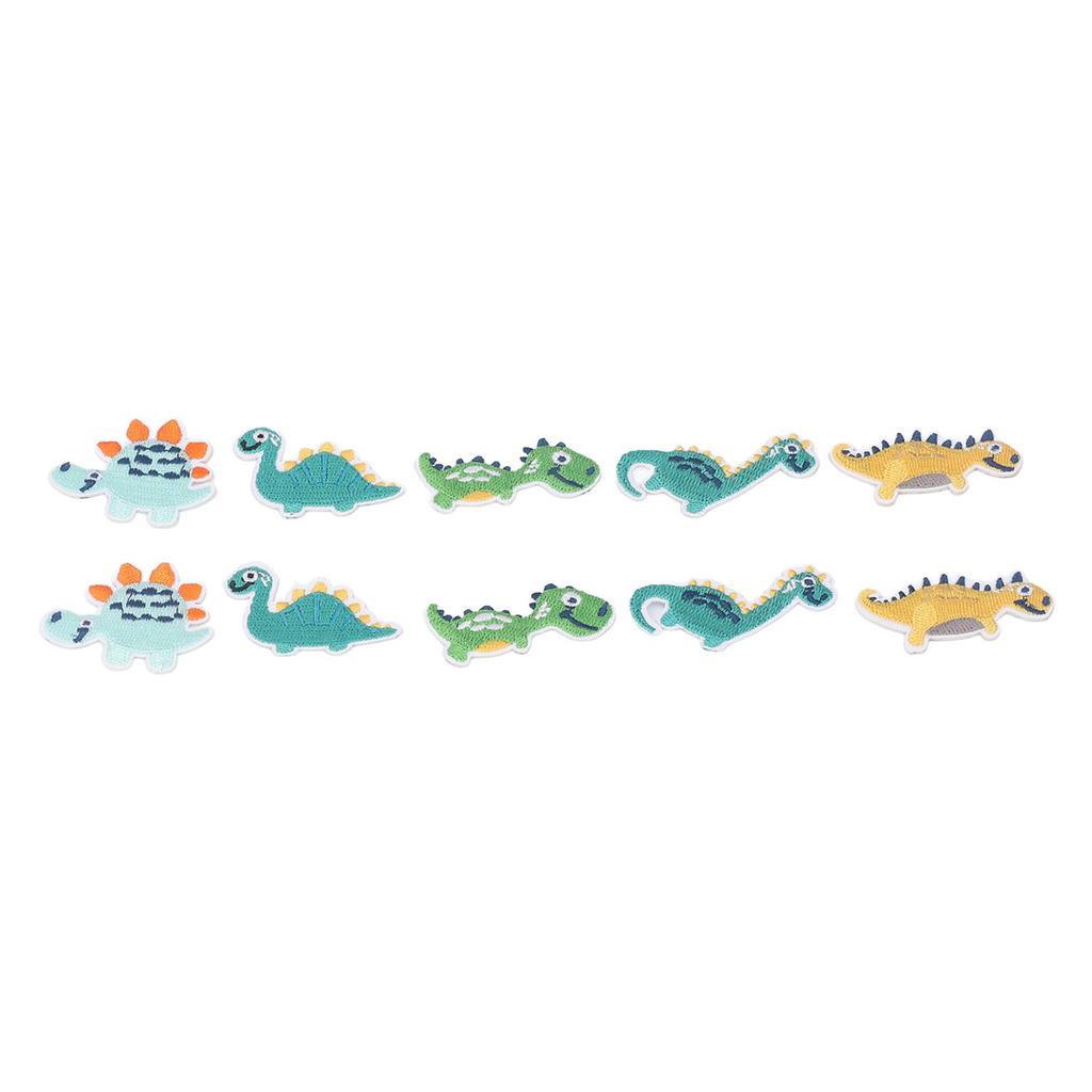 10pcs Dinosaur Patches Colorful DIY Clothing Small Dinosaur Shape Embroidery Iron On Patches for Dress Hat Jean Backpack
