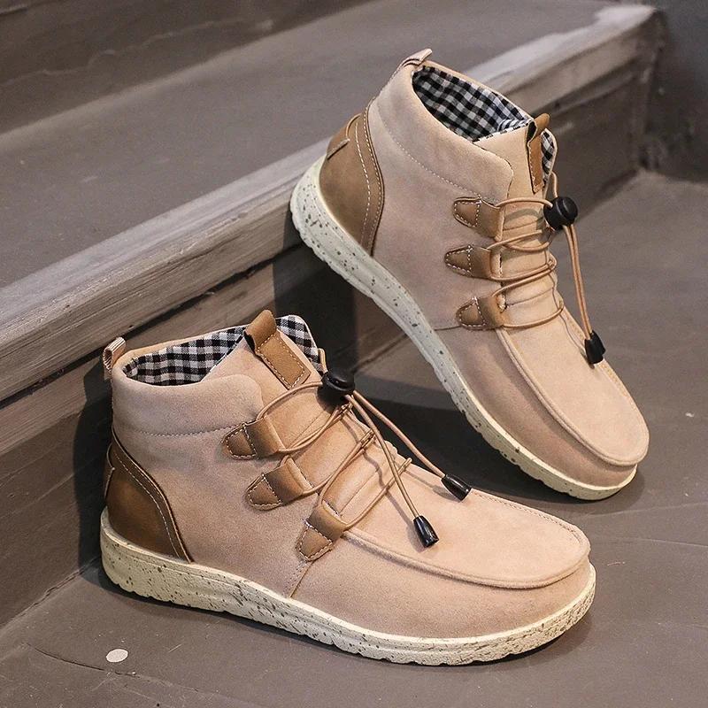 Fashion 2024 Autumn Winter Women Ankle Boots Casual Round Toes Lace Up Patchwork Leather Ladies Flat Heels Short Boots Plus Size 35-43