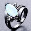 Fashionable European and American Style New Black Gold Horse Eye Set with Three Small Diamonds Ring Simple and Personalized Ring