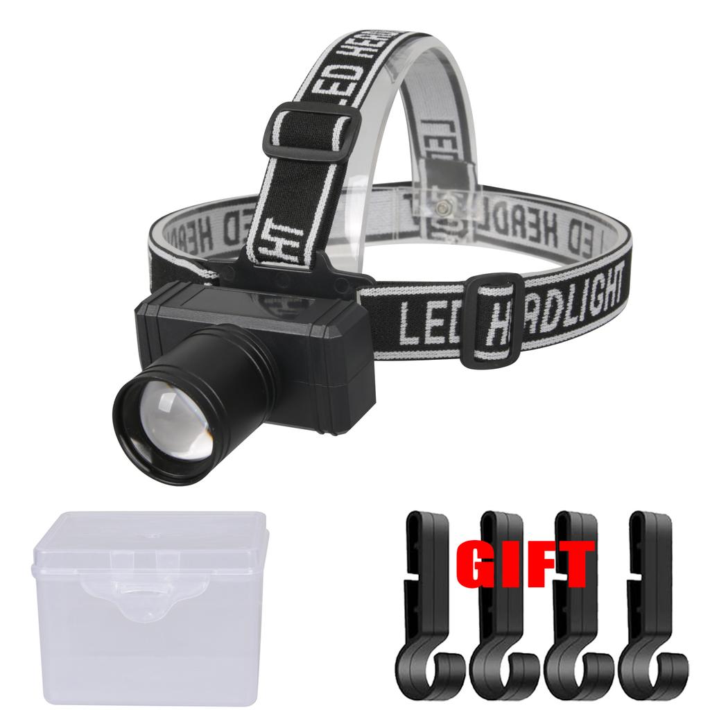 Outdoor Portable Mini Powerful LED Headlight USB Rechargeable Head Lamp with 3 Lighting Modes for Camping Fishing Work Lamp