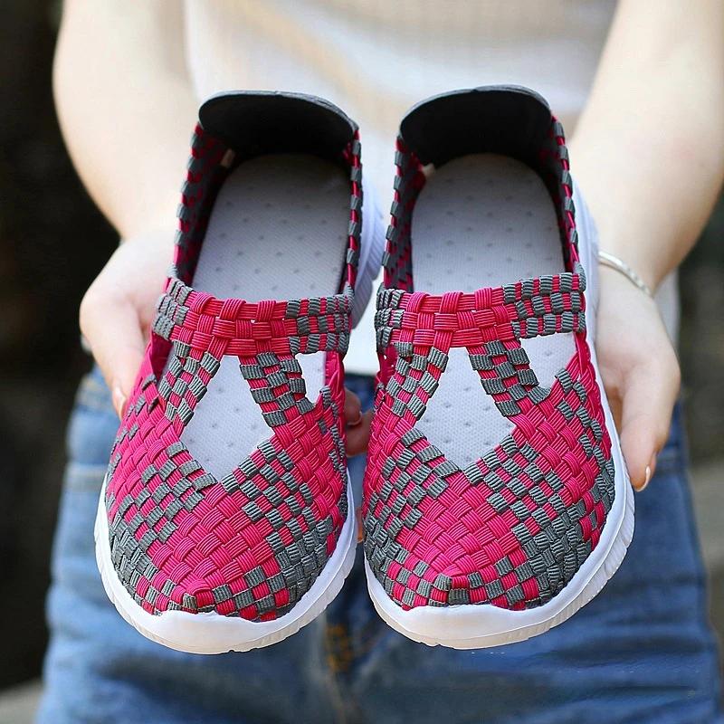 Fashion Women Flat Shoes Elastic Band Weave Shoe Woman Comfort Flat Shoes Girls Casual Sneaker Loafers Zapatos De Mujer