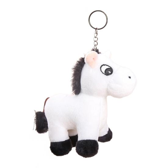 Cute Cartoon Plush Horse Doll Keychain Miniature Stuffed Animal Keyring Bag