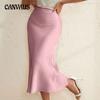 Women's Spring New Slim Fit Solid Color Cover Buttock Fishtail Mid Length Skirt