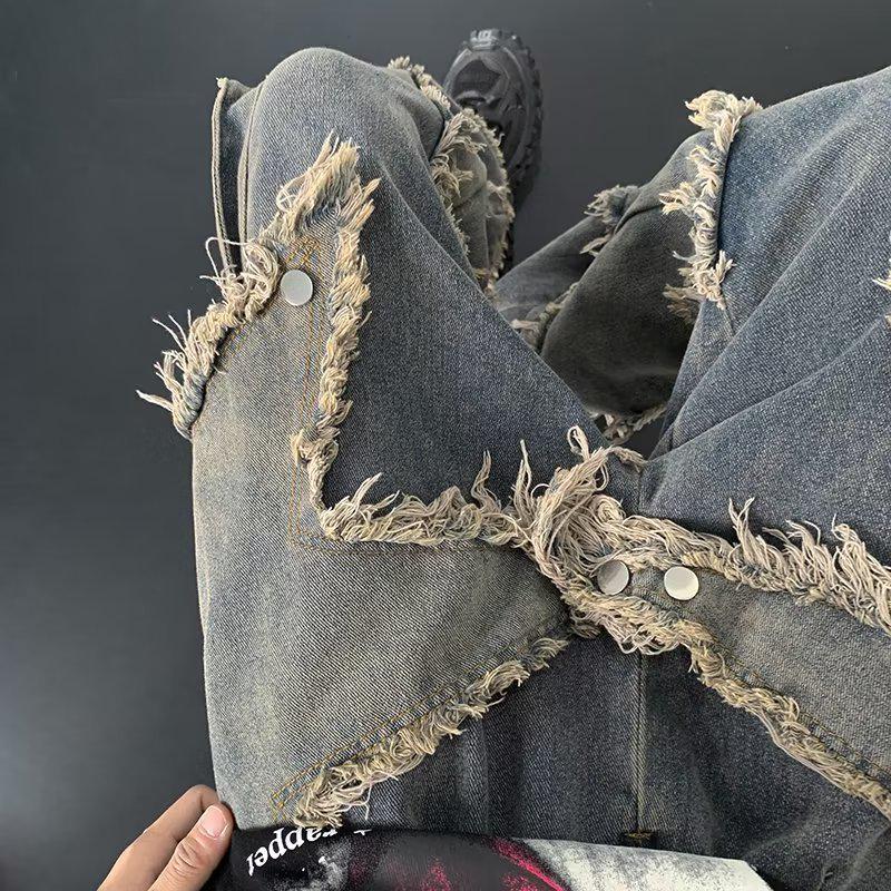 2024 American Retro Wide-Leg Straight Jeans – Summer High Street Style, Loose Fit, Niche Design