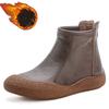 New Concise Cowhide Leather Boots Ladies Autumn Shoes Waterproof Ankle Boots for Women Thin Plush Snow Shoes Woman Short Booties