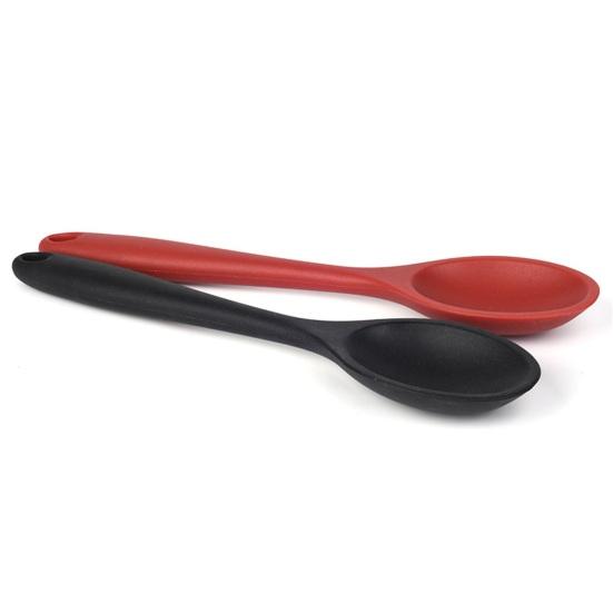 Durable Anti-rust Wear-resistant Ergonomic Handgrip Dining Silicone Non Stick Oval Spoon for Dorm Fruit Spoon