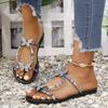 Summer New Large Size Women's Style Foot Set Rhinestone Decorative Flat Bottom Butterfly Sandals Women