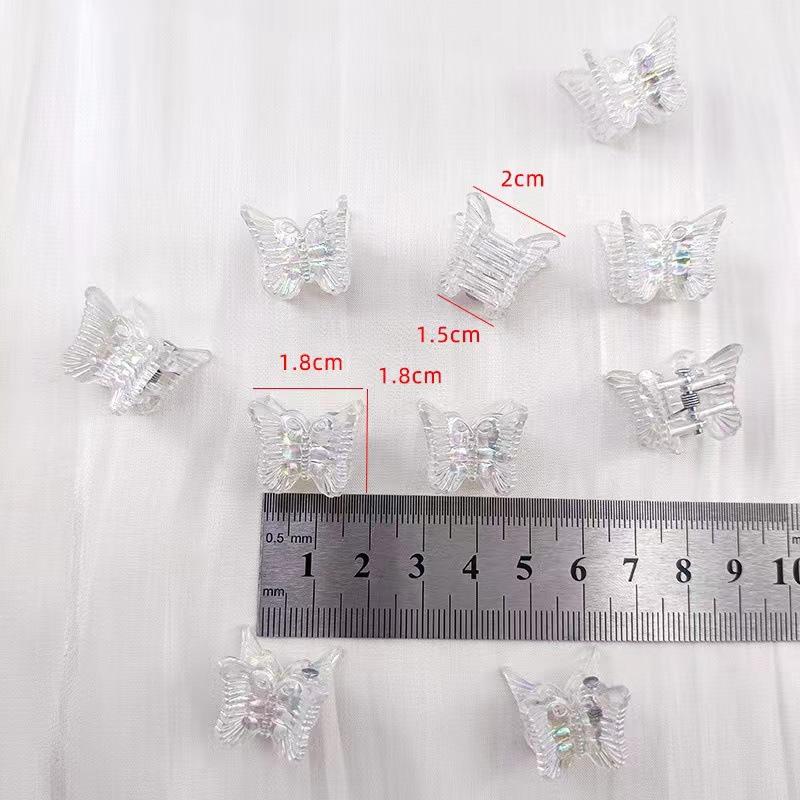 10pcs Small Butterfly Hair Clips Transparent Butterfly Summer Colorful Headwear Girl's Hair Accessories