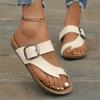 Fashion New Women's Slippers 2024 Summer Versatile Fashion Open Toe Solid Buckle Women's Beach Roman Casual Mid-heeled Women's Slippers