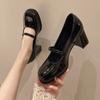 Fashion Mary Janes Vintage High Heels Patent Leather Women Shoes Ladies Buckle Sandals 2024 New Lolita Shoes Office Ladies Elegant Heels