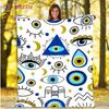 Evil Eye Blanket Turkish Nazar Spiritual Art Blanket Vintage Mid Century Flannel Blanket Sofa Chair Throw Blanket Travel Blanket