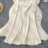 Autumn Winter Women V-neck Full Sleeve Knitted Sweater Party Long Maxi Mermaid Dresses