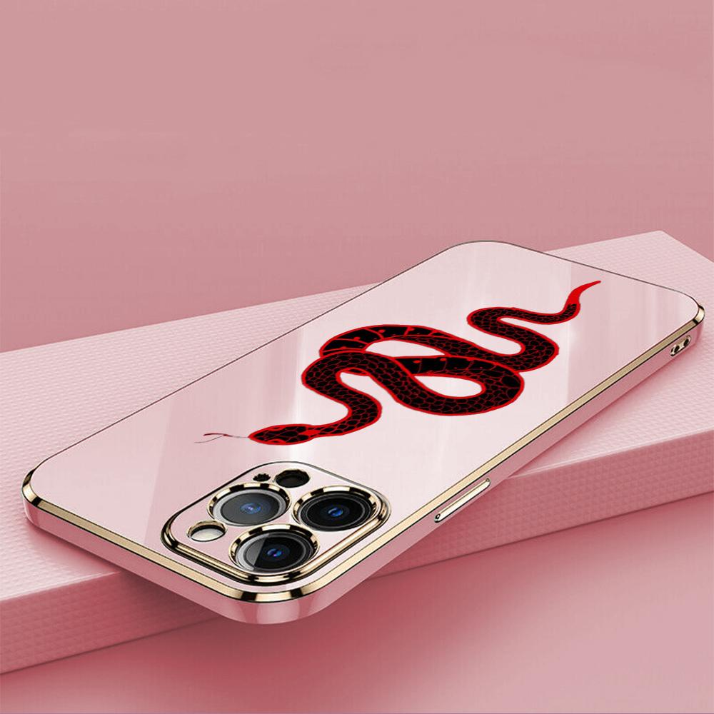 N73 Black Gold Snake Design Plating Edge Soft TPU Phone Cases for Xiaomi 14 Poco M5s X5 F6 Redmi 13C 12C 8 Note 12 10 11 13 Pro Plus Shockproof Cover
