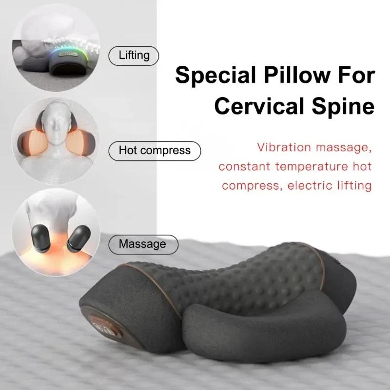New Electric Neck Massager Pillow Cervical Heating Vibration Massage with Hot Compress Traction for Neck Shoulder Back