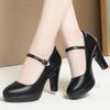 9cm 11cm Breathable Comfortable Shallow Mouth Soft Leather Mary Janes Platform Shoes 2025 Block High Heels Shoes for Model Mom