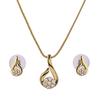 Estele Gold Plated CZ Flower Pendant Set for Women