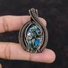 Copper Azurite Malachite Pendant Copper Wire Wrapped Pendant Handmade Copper Jewelry Gemstone Pendant Wire Design Jewelry Pendant For Gift