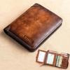 Genuine Leather Rfid Wallets for Men Vintage Thin Short Multi Function ID Credit Card Holder Money Bag