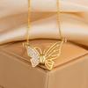 Fashionable Light Luxury Diamond Magnetic Butterfly Necklace Women's Niche Clavicle Chain Temperament Personality Necklace