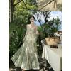 Women's Summer Floral Halter Waisted Temperament Long Dresses