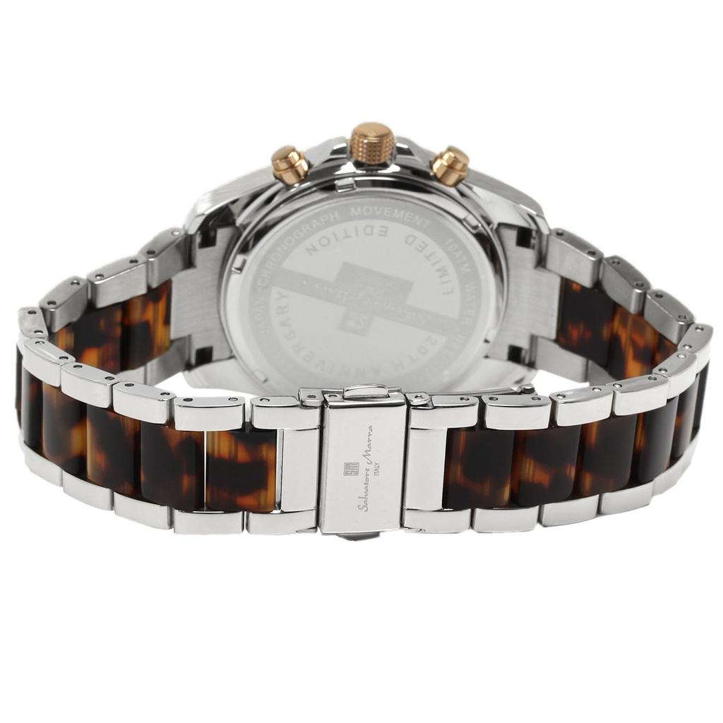 Salvatore Marra Chronograph Watch with Acetate and 20th Anniversary Limited Brand Brown Rose Men's Two-Tone Strap, Edition, Ranking, Gift,
