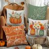 Thanksgiving Pillowcase Harvest Season Pumpkin Maple Leaf Print Linen Cushion Bedroom Sofa Car Cushion Cover