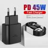 Charger 45W For Samsung Galaxy S20 S21 S24 S23 S22 Note 20 10 Plus A54 A73 A13 A14 Cargador USB Type C Fast Charging Charger Phone Cable