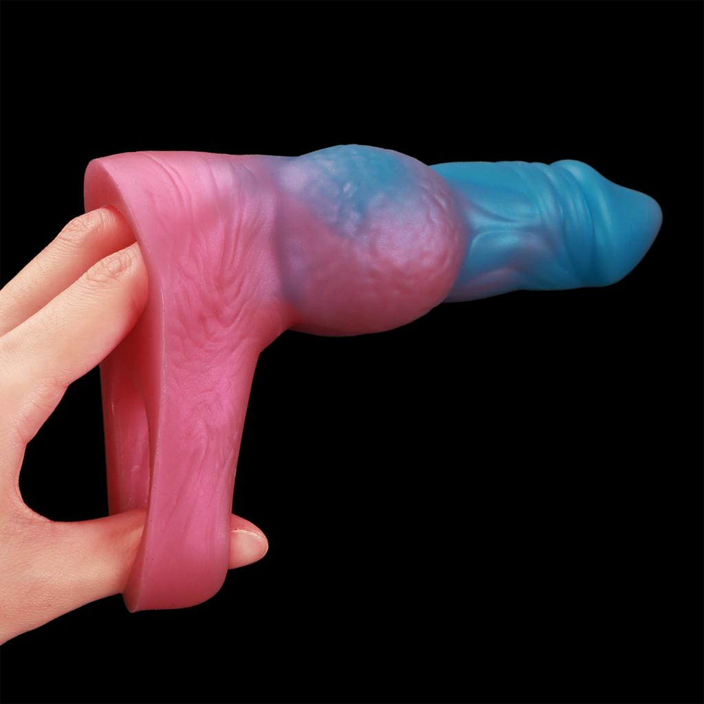 New Alien Dog Dick Penis Sleeve Colorful Cock Sleeve Reusable Condom Soft Silicone Men Sex Toy Penis Enlargement Bold Extender