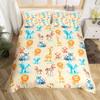 Cartoon Animals Duvet Cover Cute Giraffe Monkey Tiger Elephant Bedding Set Lovely Wildlife Comforter Cover Polyester Quilt Cover