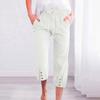 Women Cropped Pants Elastic Waist Adjustable Drawstring Casual Trousers with Pockets Sporty Loose Leg Design Mid-calf Pants